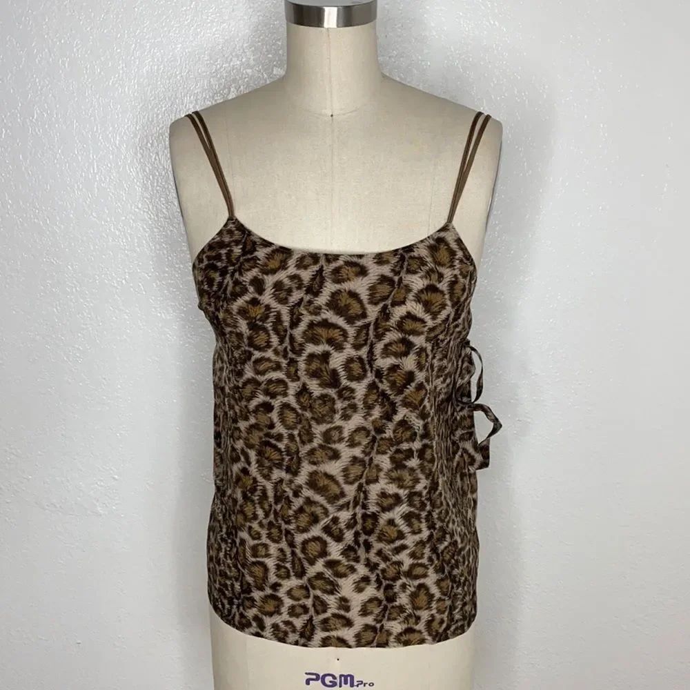 Helmut Lang animal print leopard print silk top S